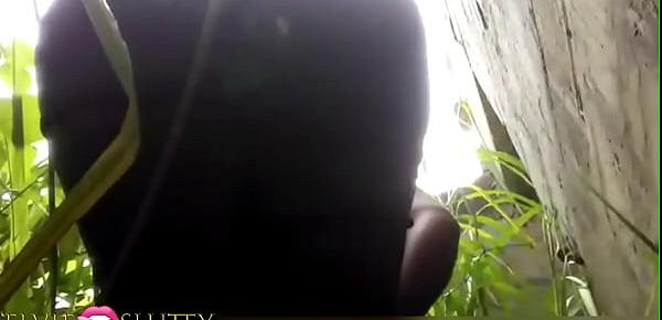 Black skin girl naked in public place
